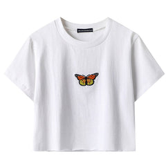 Camiseta corta con mariposas