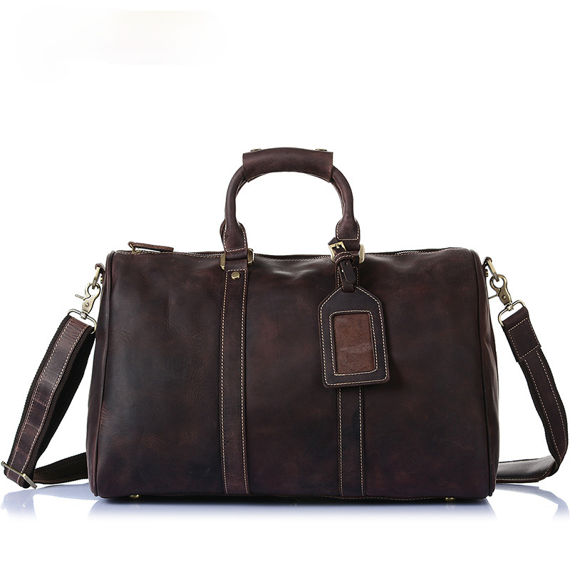 Retro Leather Portable Travel Duffle Bag