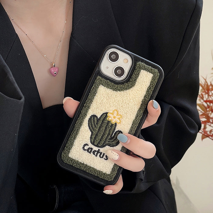 Cactus Embroidered iPhone Case