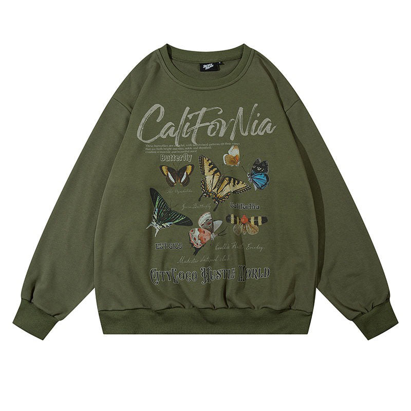 Sudadera estética con estampado de mariposas