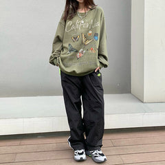 Sudadera estética con estampado de mariposas