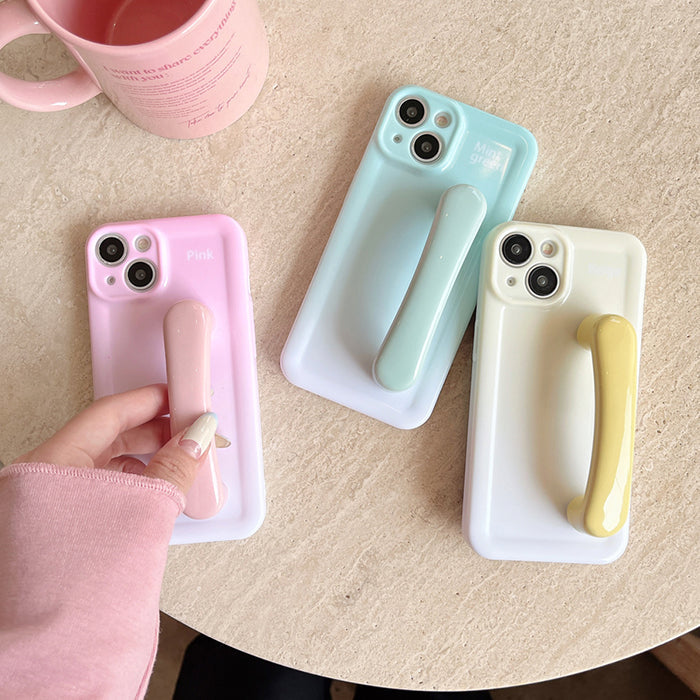 Funda para iPhone con asa de color caramelo