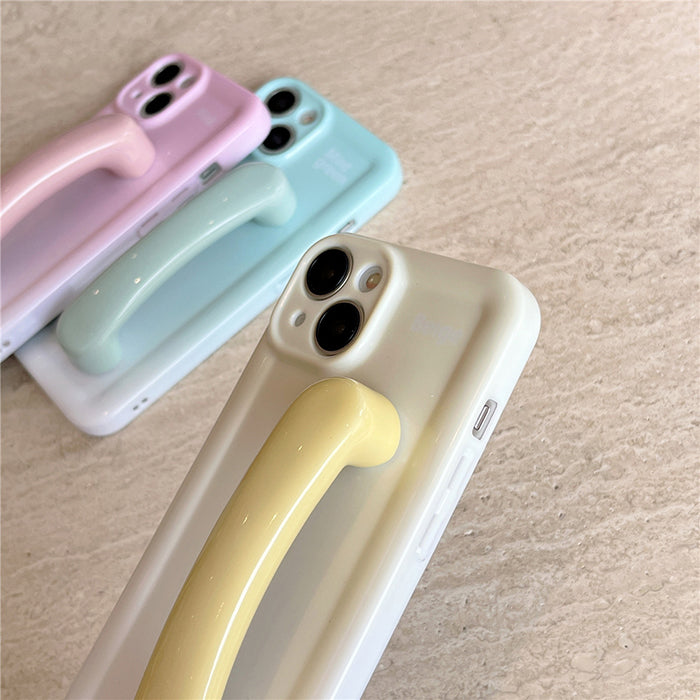 Funda para iPhone con asa de color caramelo