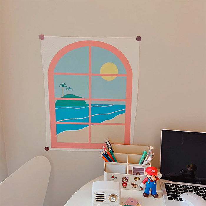 Cartoon Window Indie Wall Tapestry