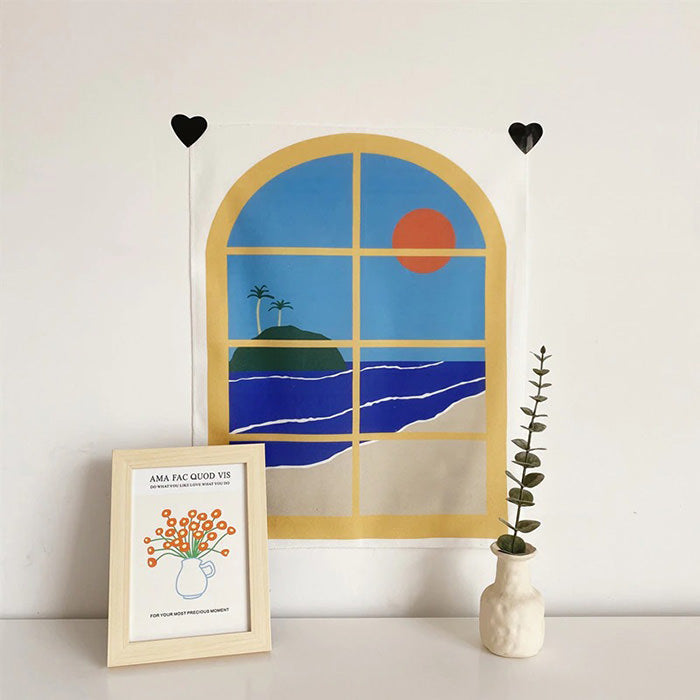 Cartoon Window Indie Wall Tapestry