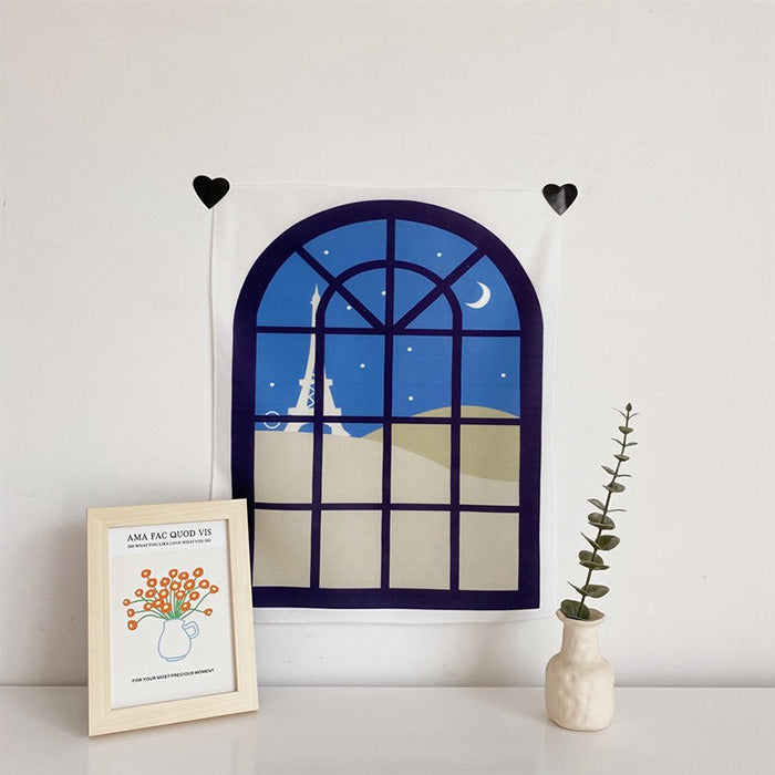 Cartoon Window Indie Wall Tapestry