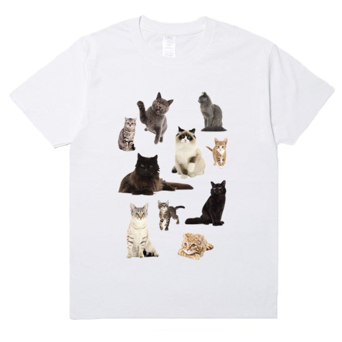 Ästhetisches T-Shirt mit Katzen-Print