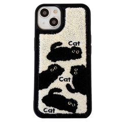 Funda para iPhone con bordado de gato negro