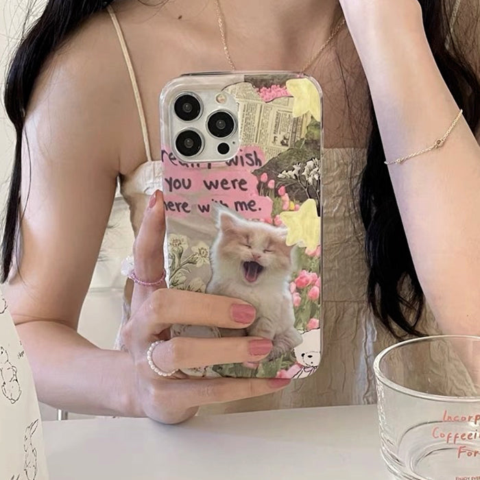 Funda para iPhone con diamantes de imitación de gato