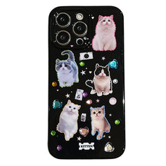 Funda para iPhone con diamantes de imitación de gatos