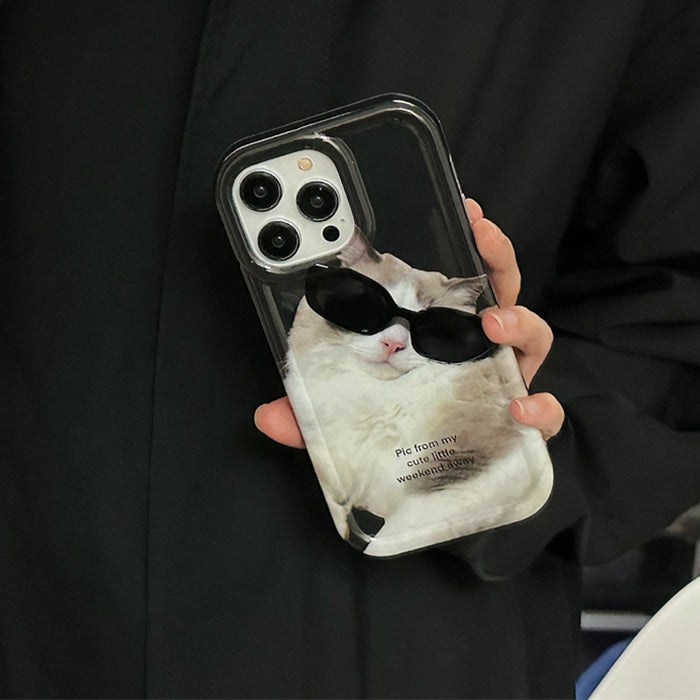 Funda para iPhone con gafas de sol de gato