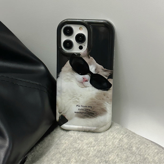 Funda para iPhone con gafas de sol de gato