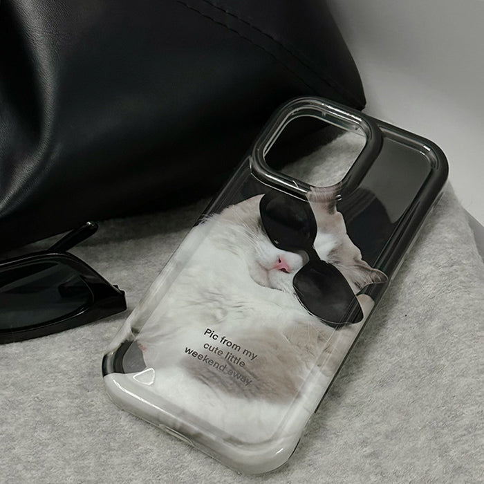 Funda para iPhone con gafas de sol de gato