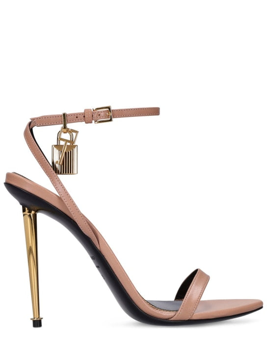 Narrow Strap Metal Ankle Sandals - Apricot