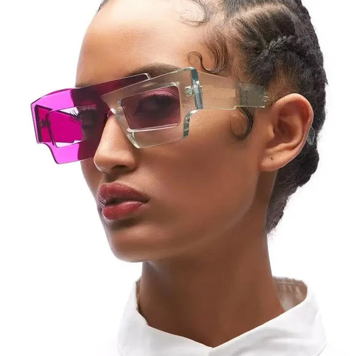 Quadratische Sonnenbrille im Farbblockdesign