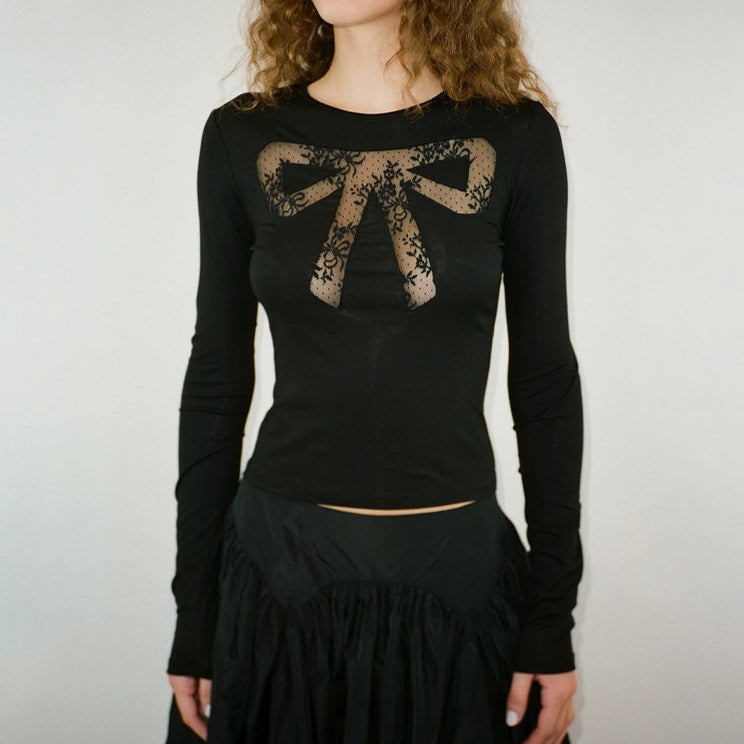 Coquette durchsichtiges Spitzentop mit Schleife