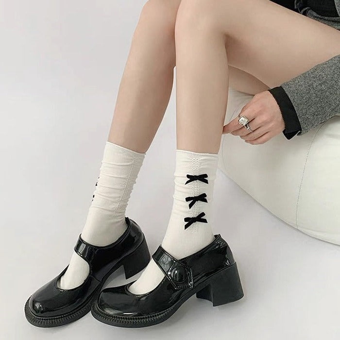 Calcetines con lazos estéticos Coquette