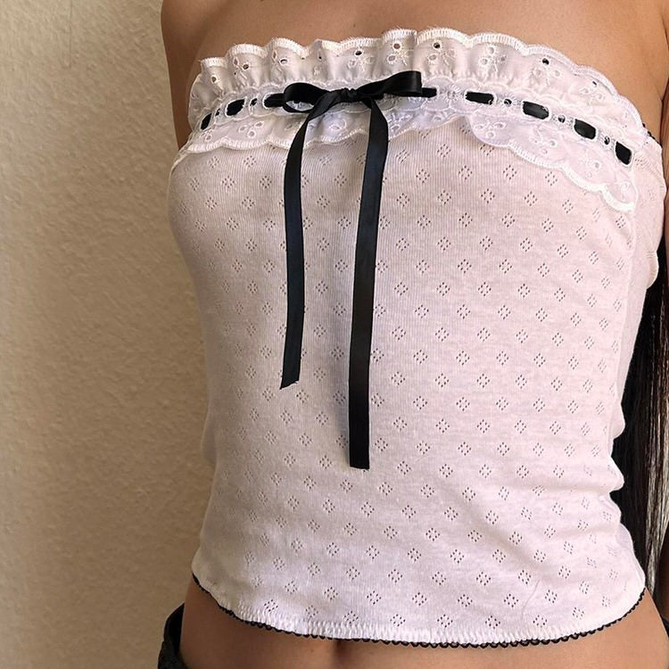 French Maid Ribbon Tube Top