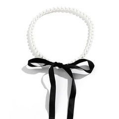 Coquette Bow Pearl Necklace