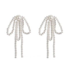 Coquette Bow Pearl Tassel Earrings