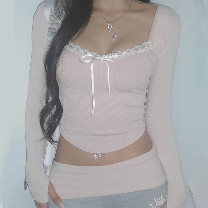 Top rosa con lazo para bebé Coquette