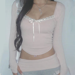 Top rosa con lazo para bebé Coquette