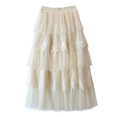 Cottagecore Lace Long Skirt