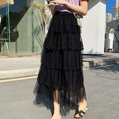 Cottagecore Lace Long Skirt