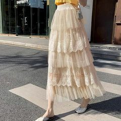 Cottagecore Lace Long Skirt