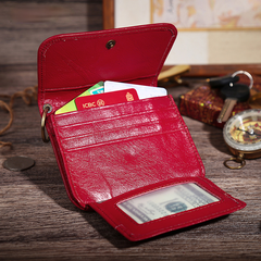 Women Foldable Zippered Leather Wallet