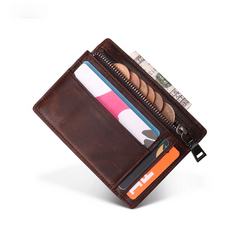 Vintage Handmade Leather Card Coin Zipper Case