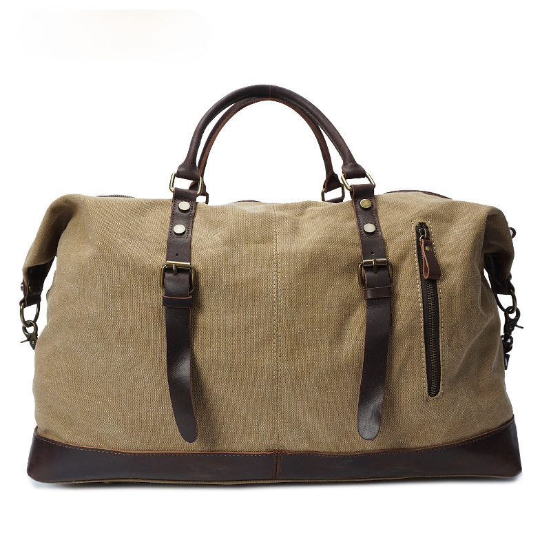Men's Travel Canvas Leather Duffle Bag