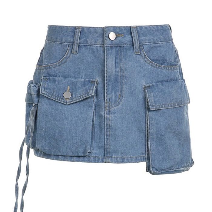 Denim Cargo Mini Skirt