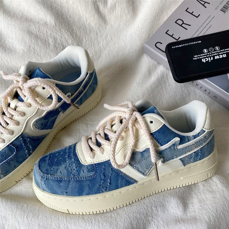 Denim Heart Aesthetic Sneakers