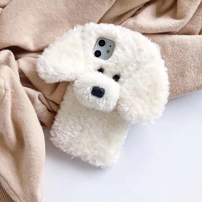 Funda para iPhone con diseño de perro esponjoso