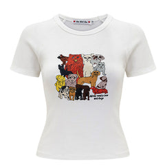 Dogs Embroidery Graphic Tee