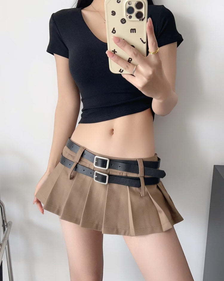 Y2K Double-Belt Extreme Micro Skirt