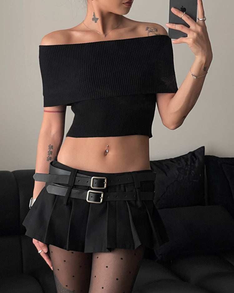 Y2K Double-Belt Extreme Micro Skirt