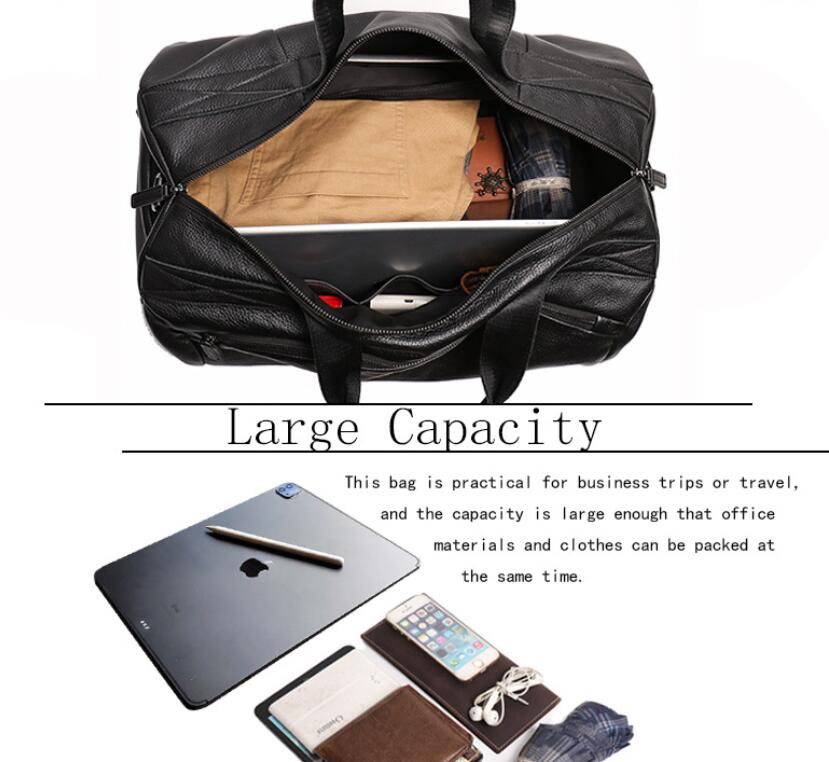 Black Leather Traveling Duffle Bag