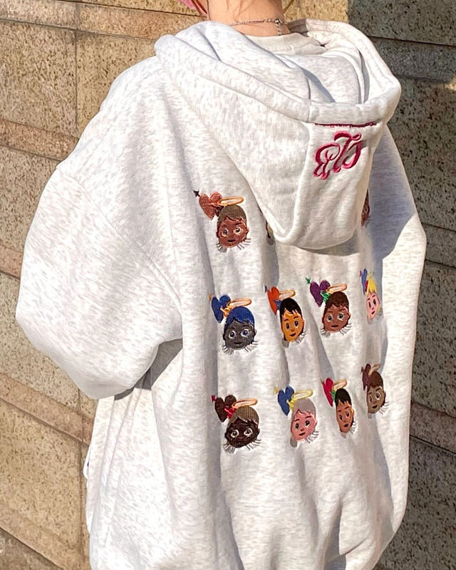 Angel Emoji Embroidery Hoodie