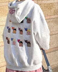 Angel Emoji Embroidery Hoodie