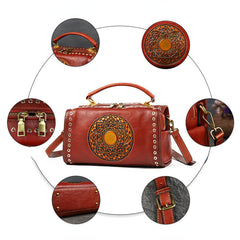 Vintage Rivet Large Storage Leather Handbags