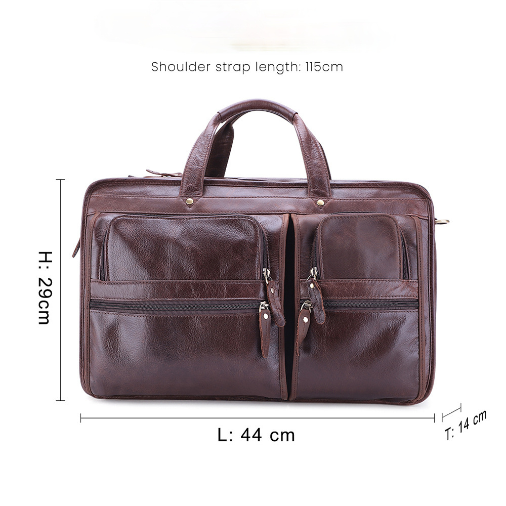 17" Laptoptasche aus Leder mit großem Stauraum