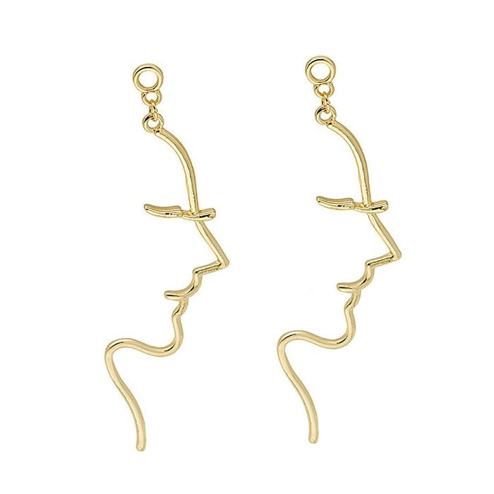 Pendientes minimalistas con contorno de rostro