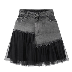 Fairy Grunge Asymmetric Denim Skirt