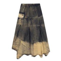 Fairy Grunge Washed Long Denim Skirt