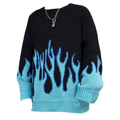 Suéter vintage con llamas azules