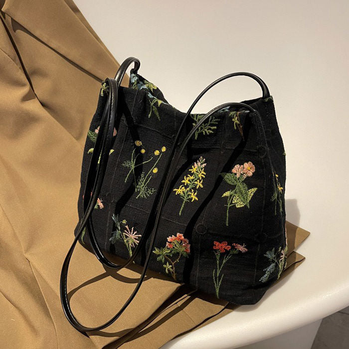 Plant Mom Ästhetische Blumenstickerei Tasche