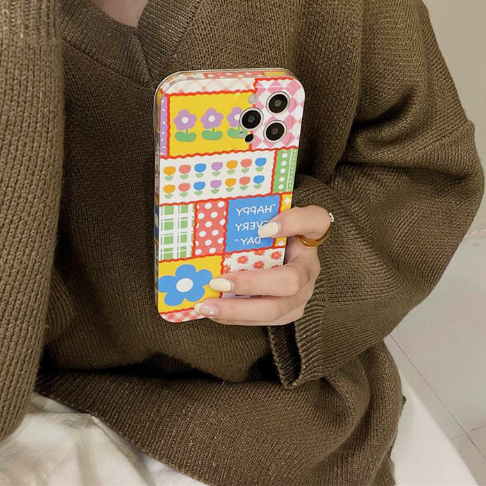 Funda para iPhone con diseño de cuadros de flores