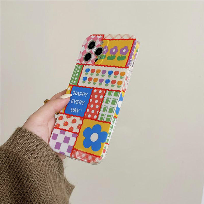 Funda para iPhone con diseño de cuadros de flores